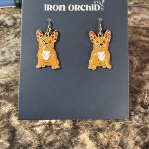 Iron Orchid Studio French Bulldog Earrings New